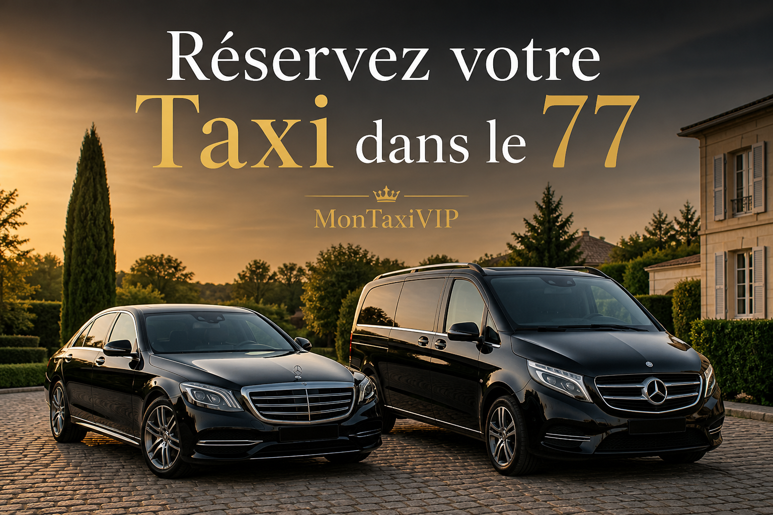 Réservez votre taxi dans le 77 — berline et VAN premium MonTaxiVIP