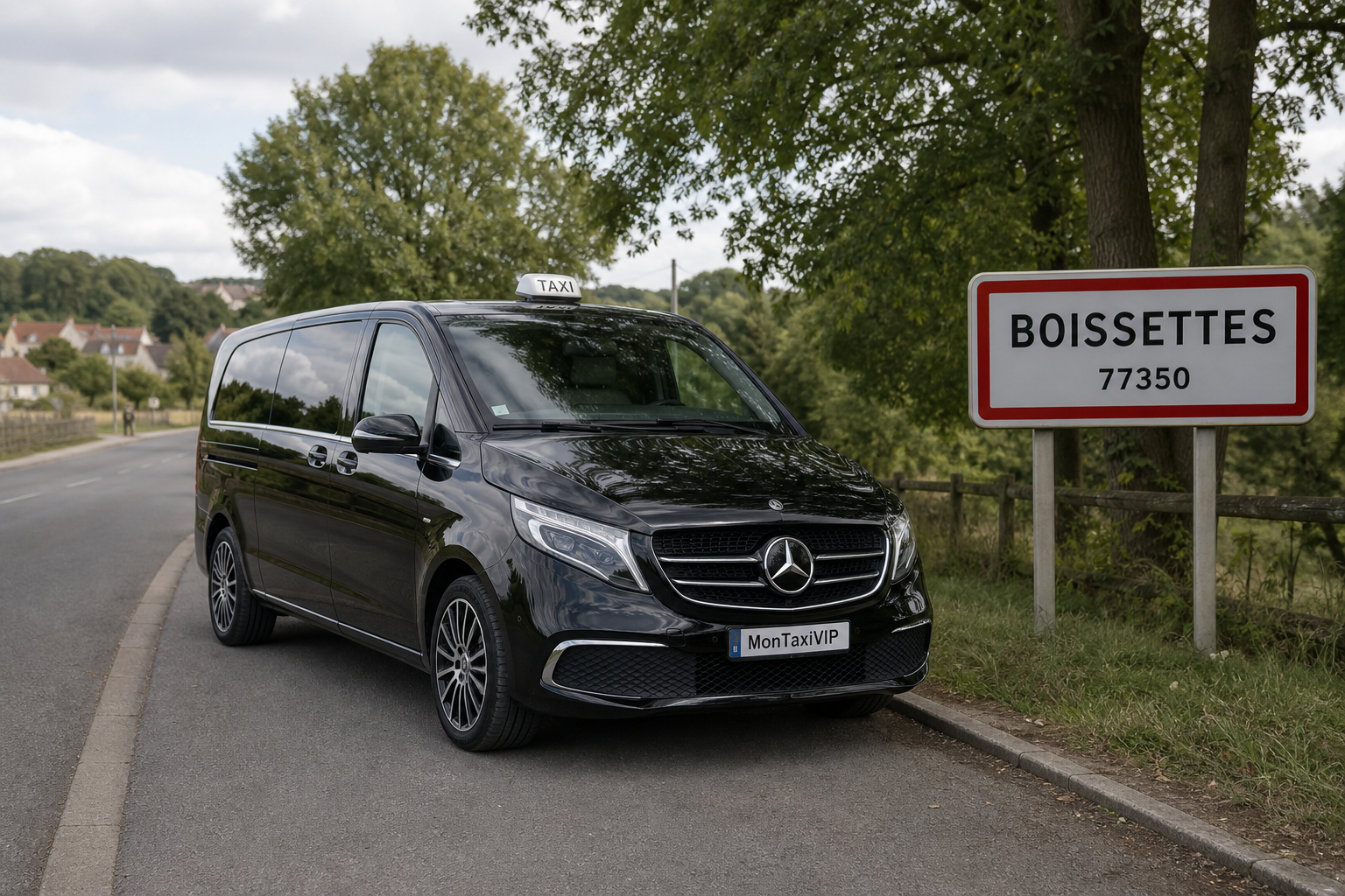 Taxi Boissettes mini-van MonTaxiVIP panneau 77350