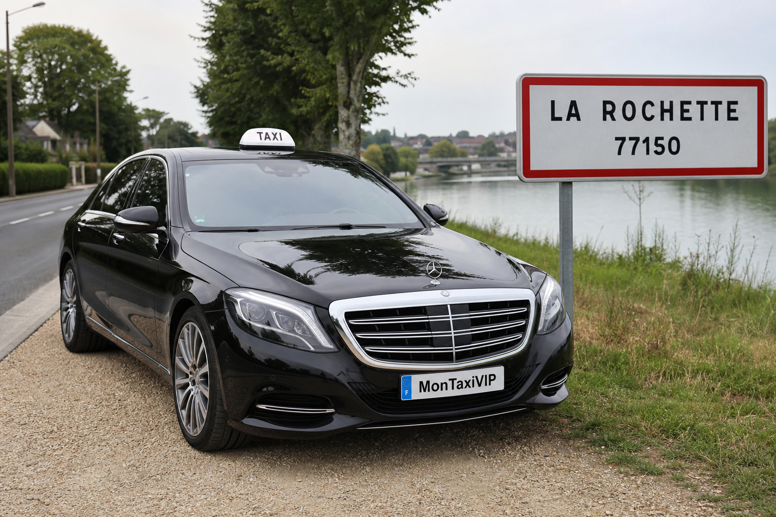 Taxi La Rochette berline premium MonTaxiVIP panneau 77150