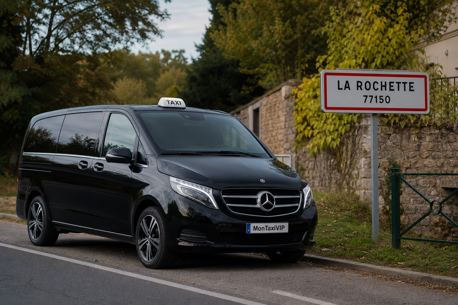 Taxi La Rochette mini-van MonTaxiVIP panneau 77150
