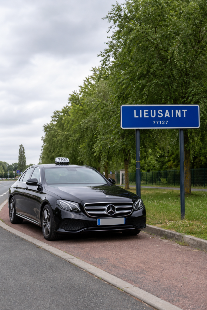 Taxi Lieusaint berline premium MonTaxiVIP panneau 77127