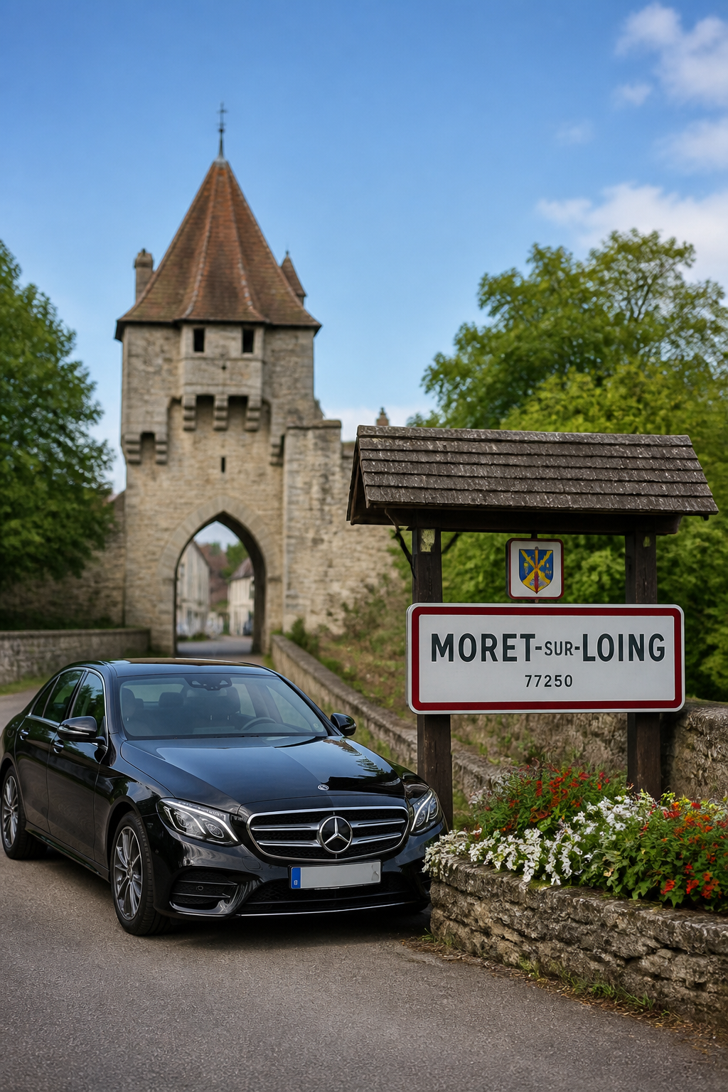 Taxi Moret-Loing-et-Orvanne berline premium MonTaxiVIP panneau 77250