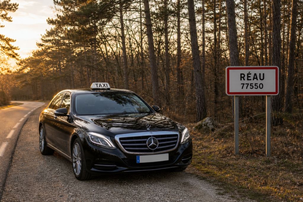 Taxi Réau berline premium MonTaxiVIP panneau 77550