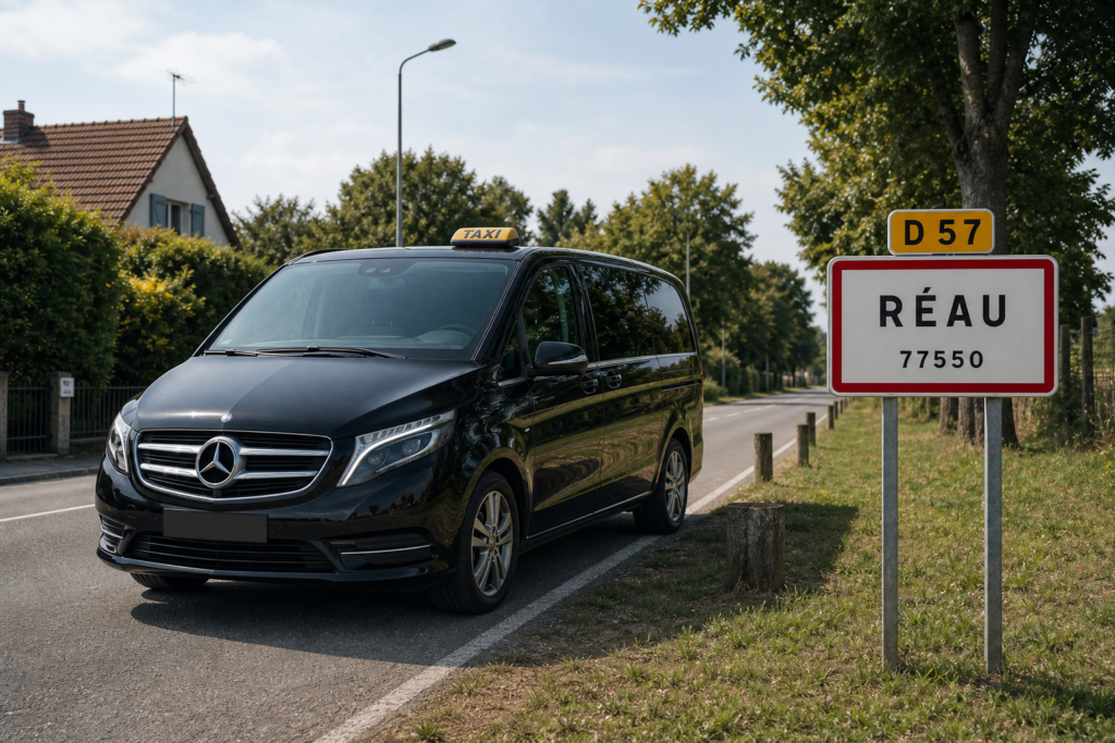 Taxi Réau mini-van MonTaxiVIP panneau 77550