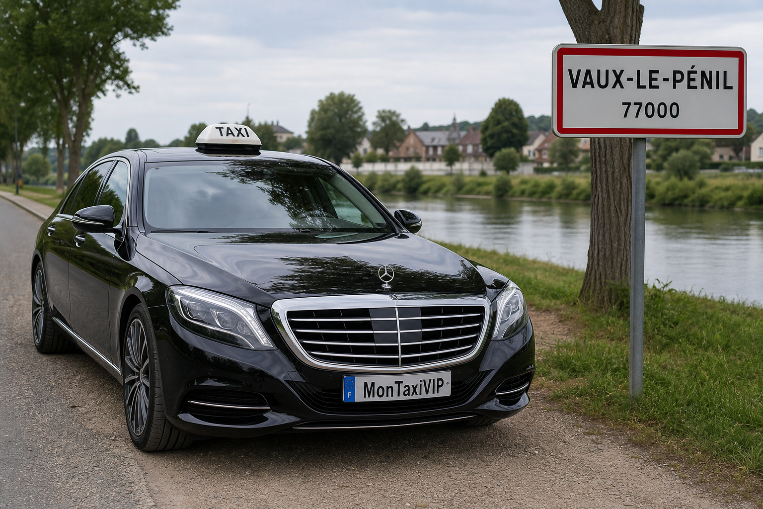 Taxi Vaux-le-Pénil berline premium MonTaxiVIP panneau 77000
