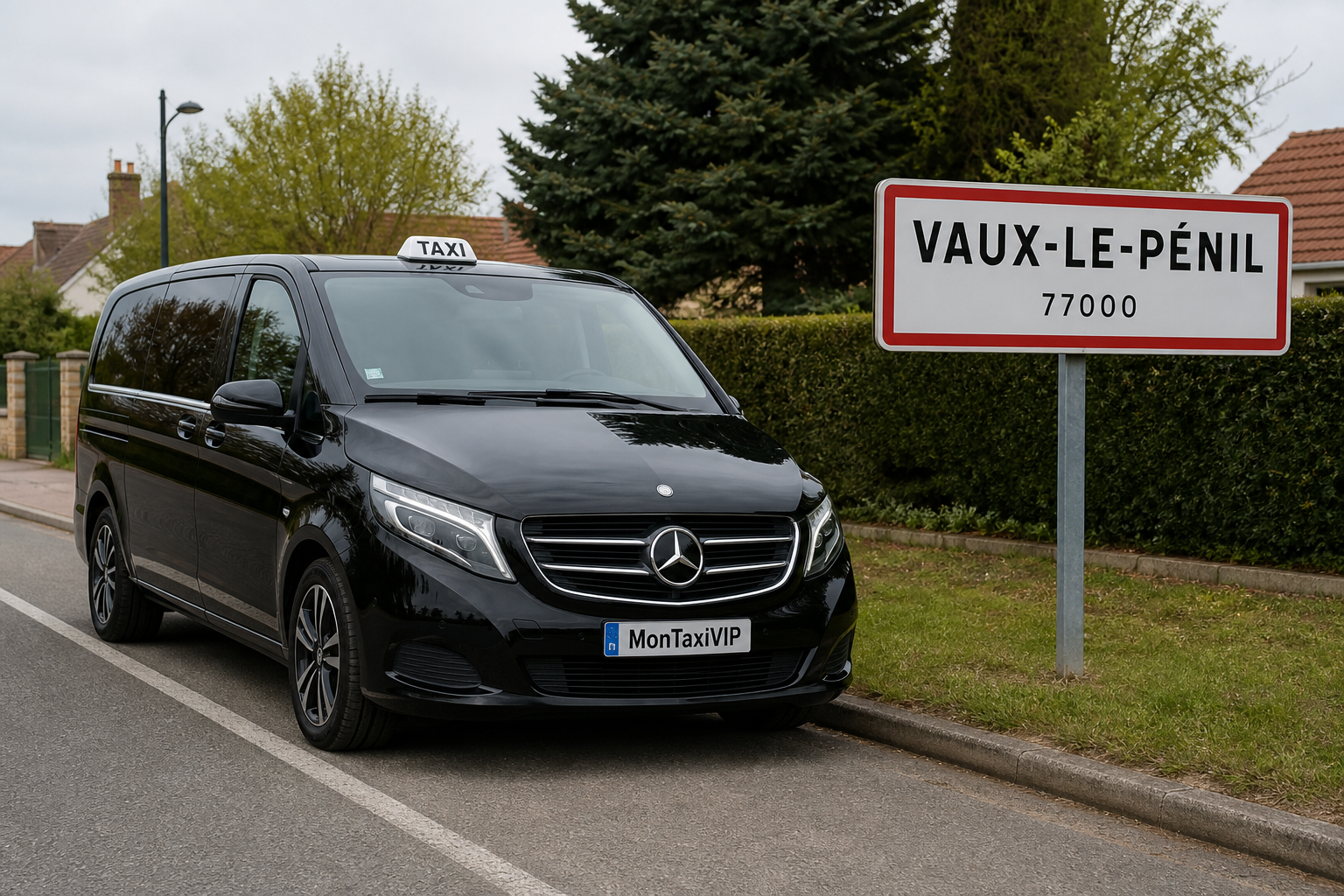 Taxi Vaux-le-Pénil mini-van MonTaxiVIP panneau 77000