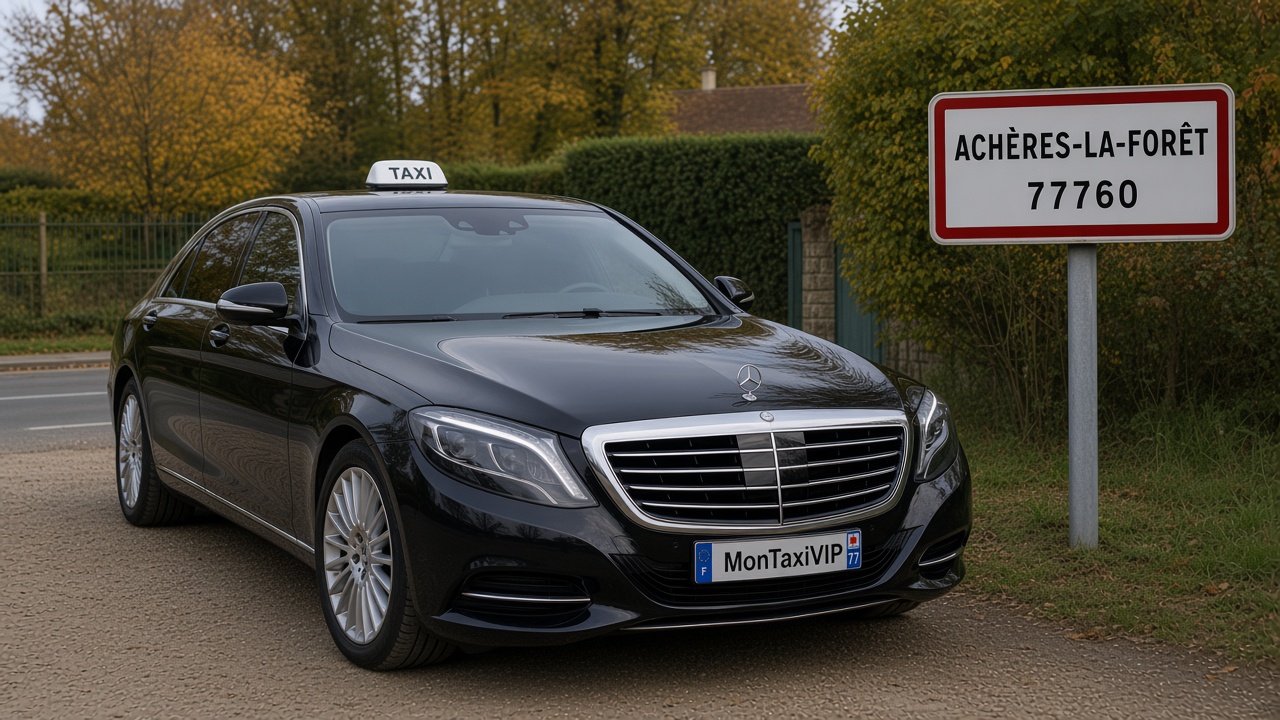 Taxi Achères-la-Forêt berline premium MonTaxiVIP panneau 77760