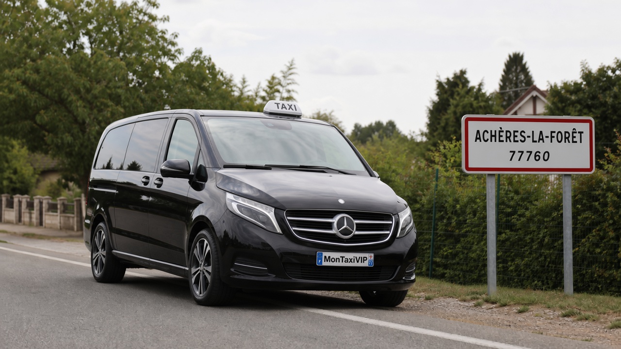 Taxi Achères-la-Forêt mini-van MonTaxiVIP panneau 77760