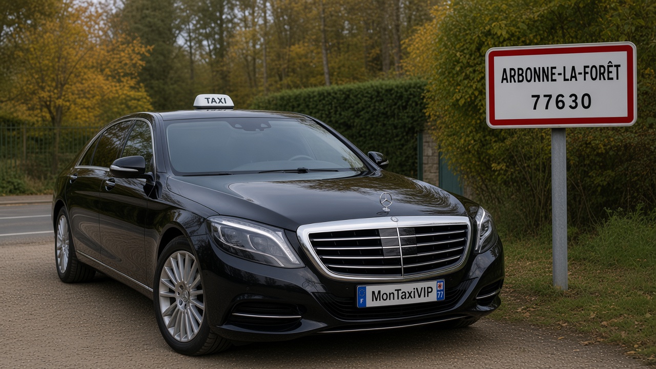 Taxi Arbonne-la-Forêt berline premium MonTaxiVIP panneau 77630