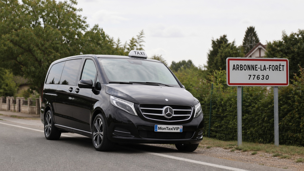 Taxi Arbonne-la-Forêt mini-van MonTaxiVIP panneau 77630