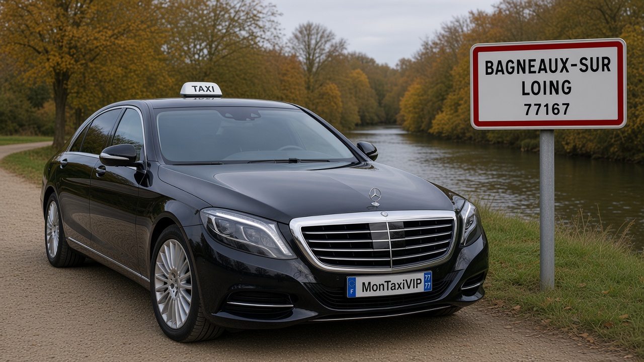 Taxi Bagneaux-sur-Loing berline premium MonTaxiVIP panneau 77167