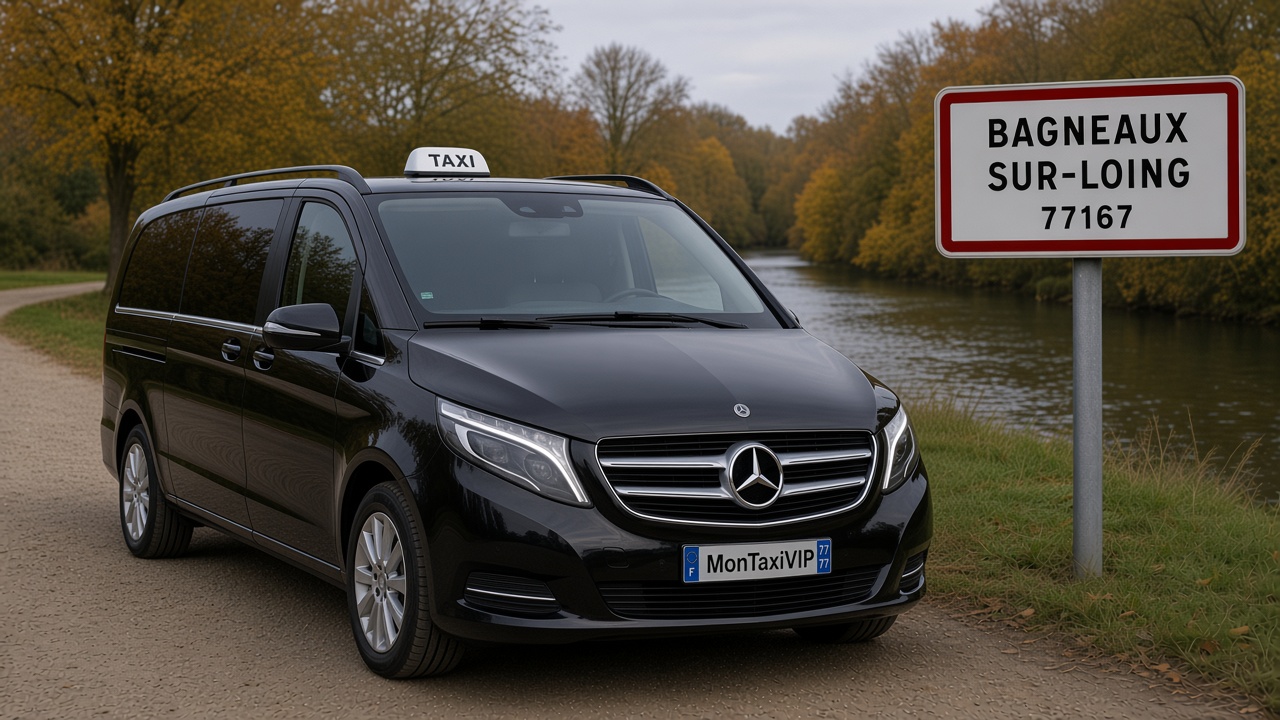 Taxi Bagneaux-sur-Loing mini-van MonTaxiVIP panneau 77167