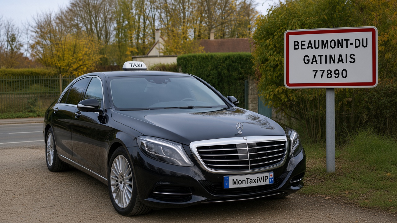 Taxi Beaumont-du-Gâtinais berline premium MonTaxiVIP panneau 77890