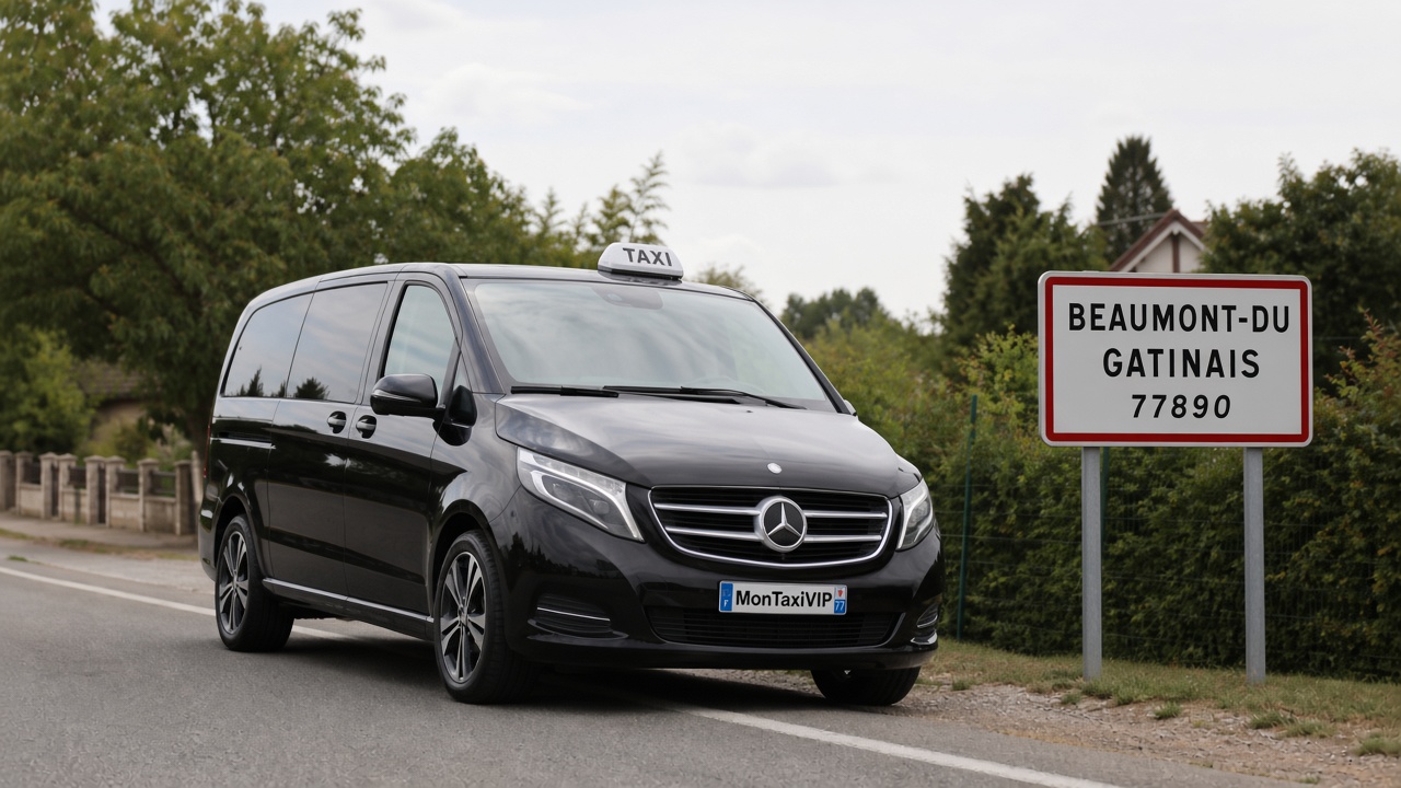 Taxi Beaumont-du-Gâtinais mini-van MonTaxiVIP panneau 77890