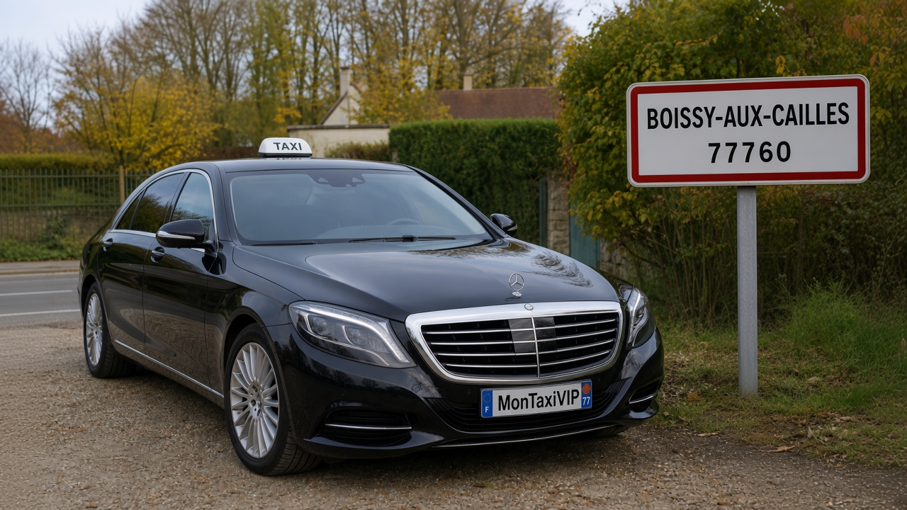 Taxi Boissy-aux-Cailles berline premium MonTaxiVIP panneau 77760