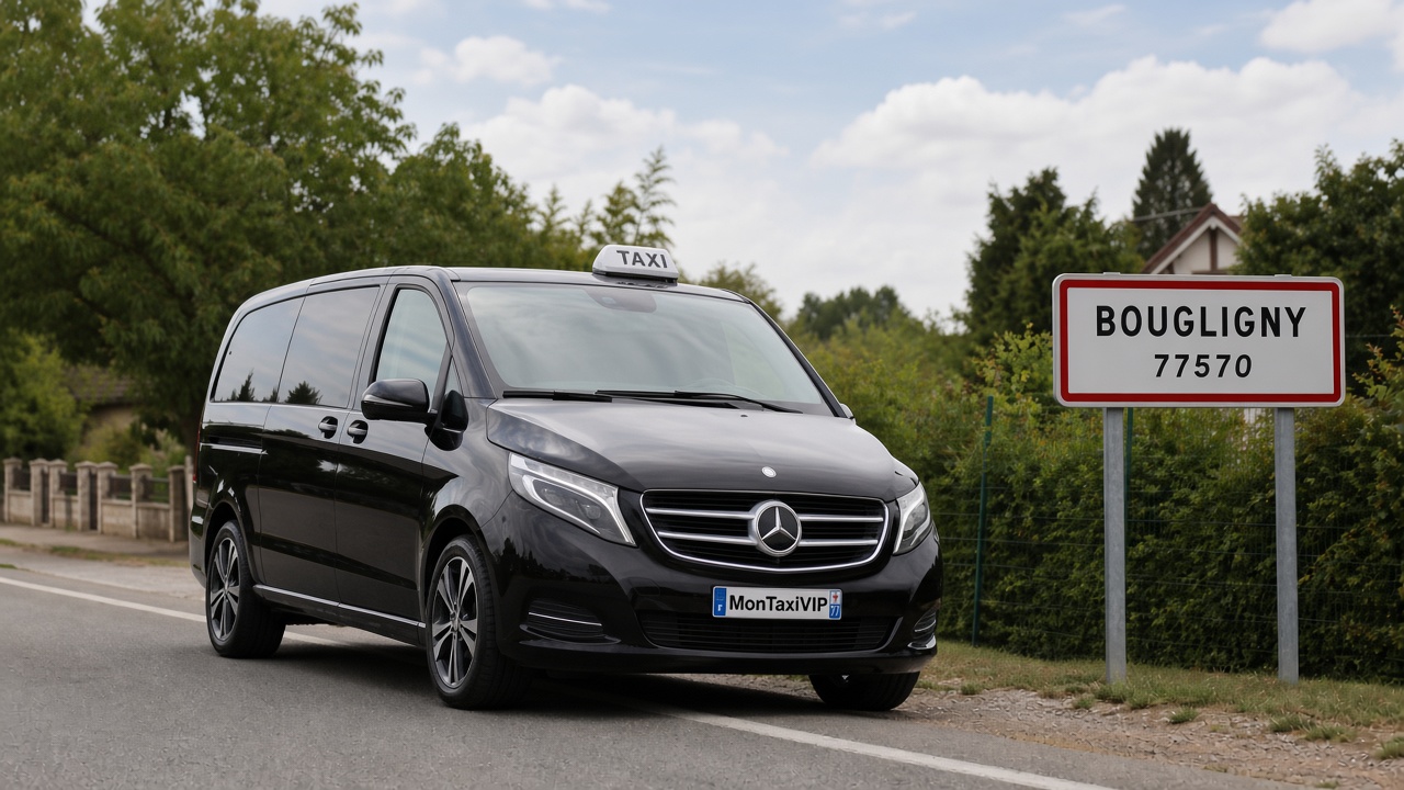 Taxi Bougligny mini-van MonTaxiVIP panneau 77570
