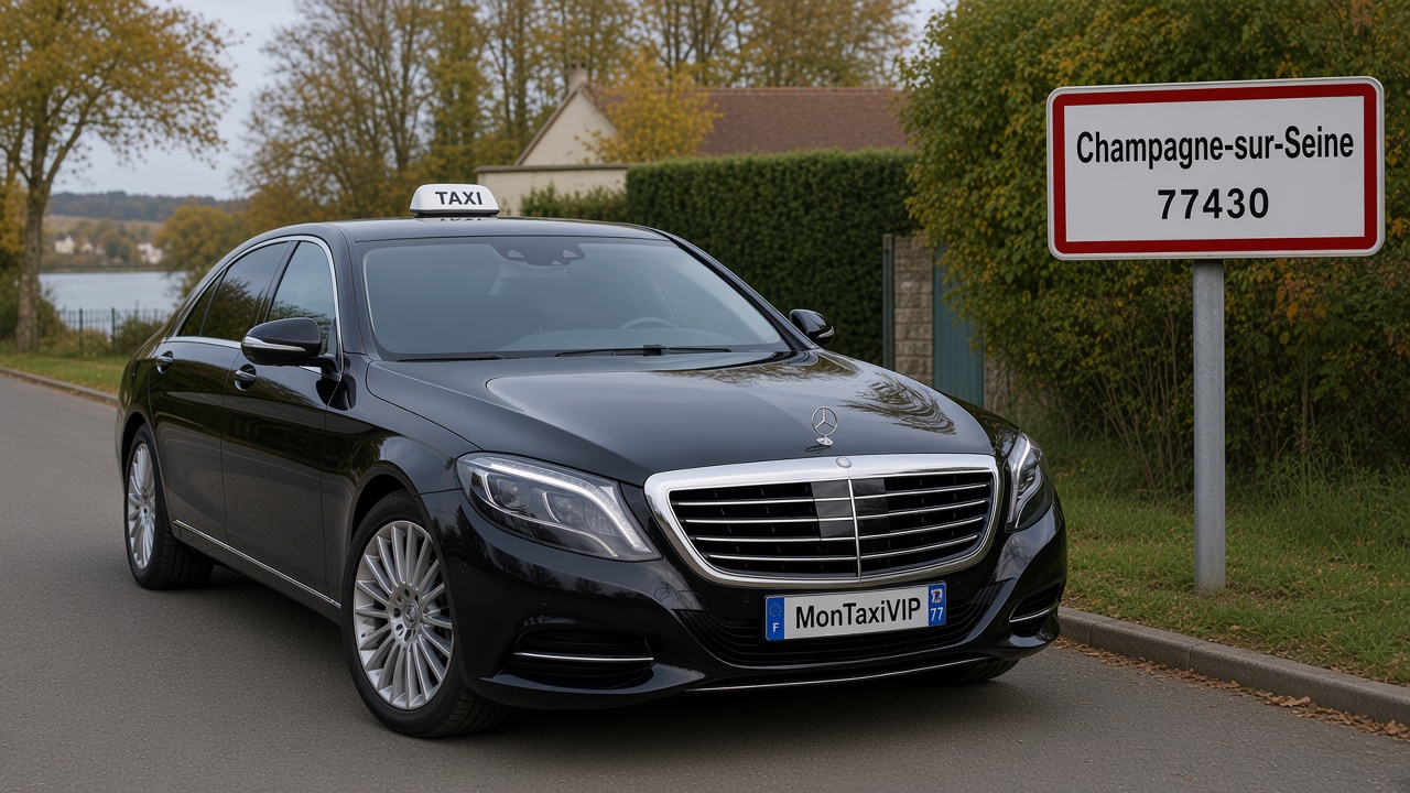 Taxi Champagne-sur-Seine berline premium MonTaxiVIP panneau 77430