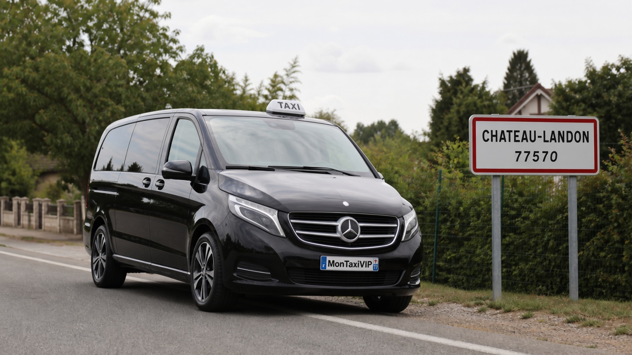 Taxi Château-Landon mini-van MonTaxiVIP panneau 77570