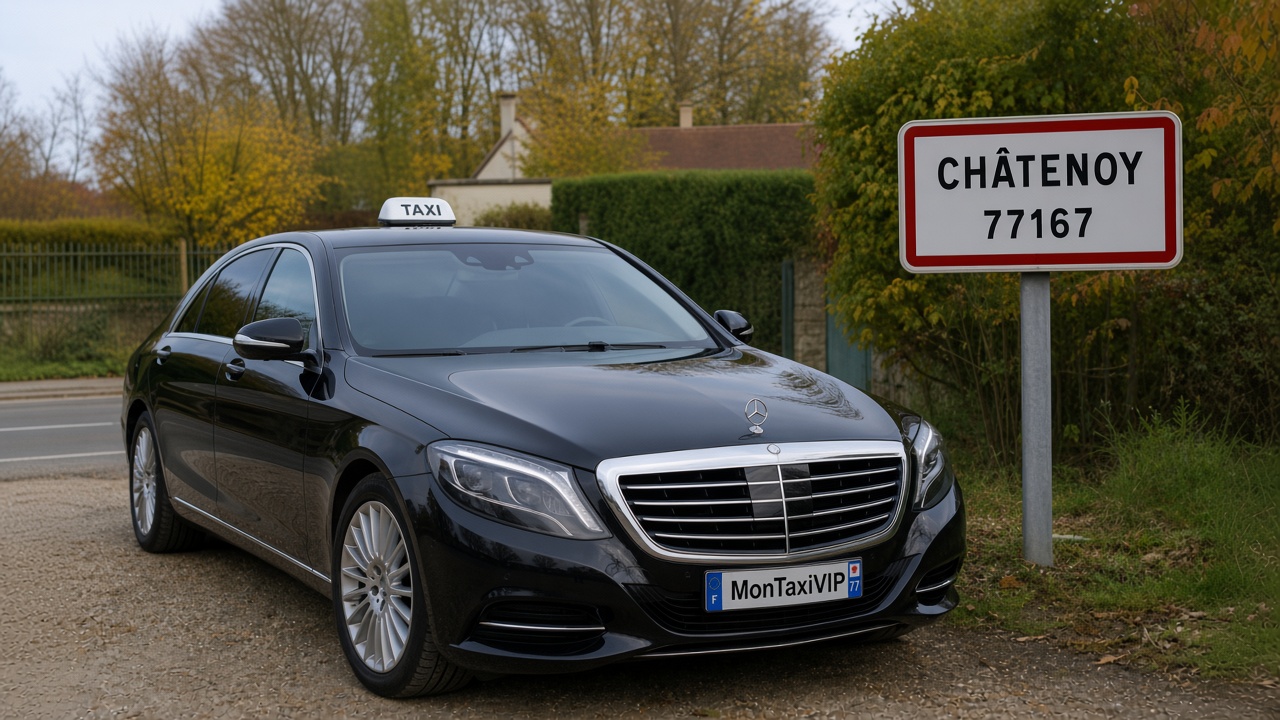 Taxi Châtenoy berline premium MonTaxiVIP panneau 77167