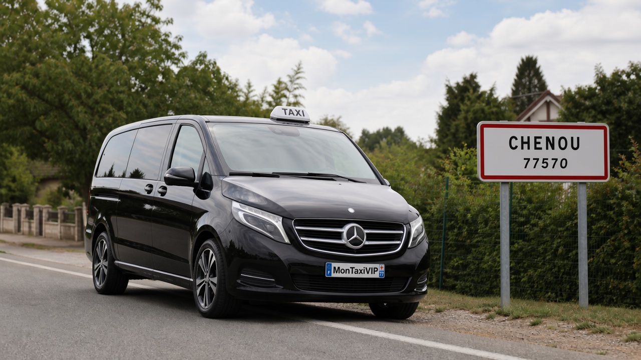 Taxi Chenou mini-van MonTaxiVIP panneau 77570