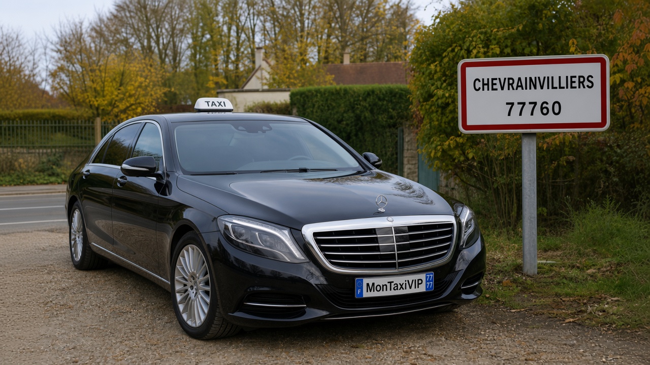Taxi Chevrainvilliers berline premium MonTaxiVIP panneau 77760