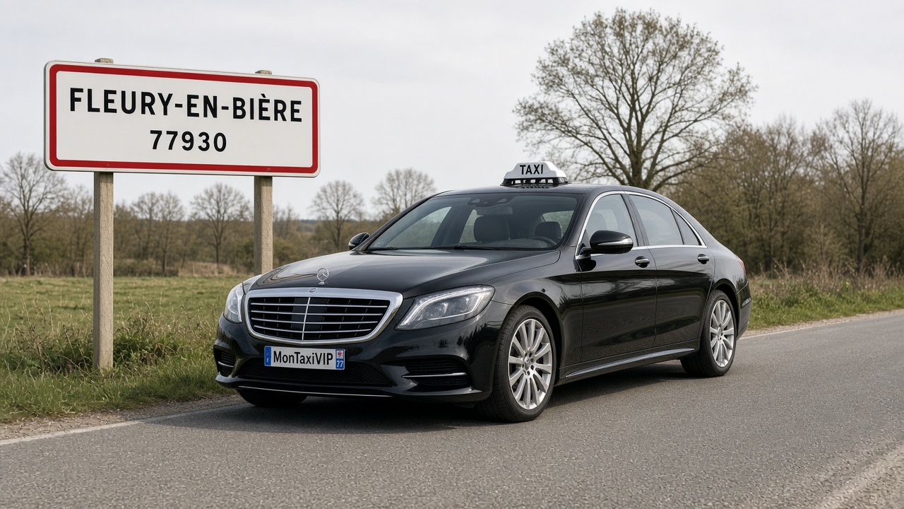 Taxi Fleury-en-Bière berline premium MonTaxiVIP panneau 77930
