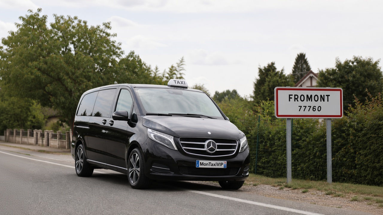 Taxi Fromont mini-van MonTaxiVIP panneau 77760