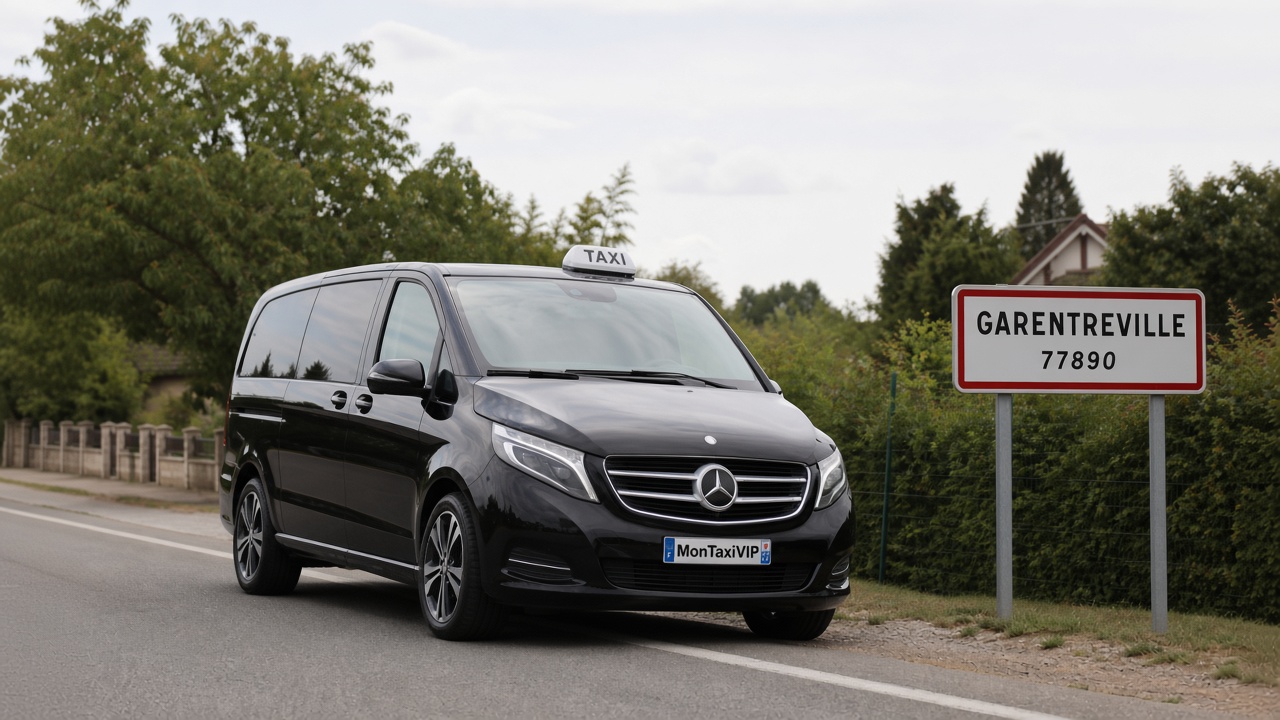 Taxi Garentreville mini-van MonTaxiVIP panneau 77890