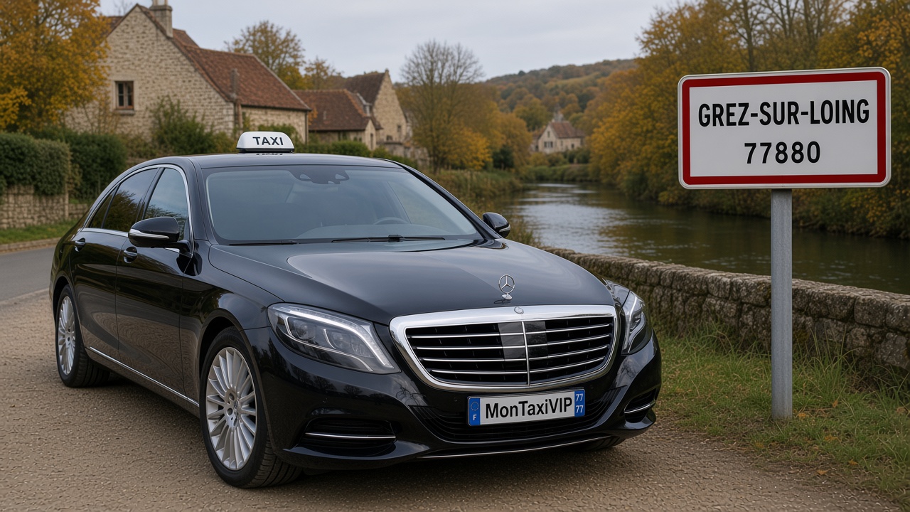 Taxi Grez-sur-Loing berline premium MonTaxiVIP panneau 77880