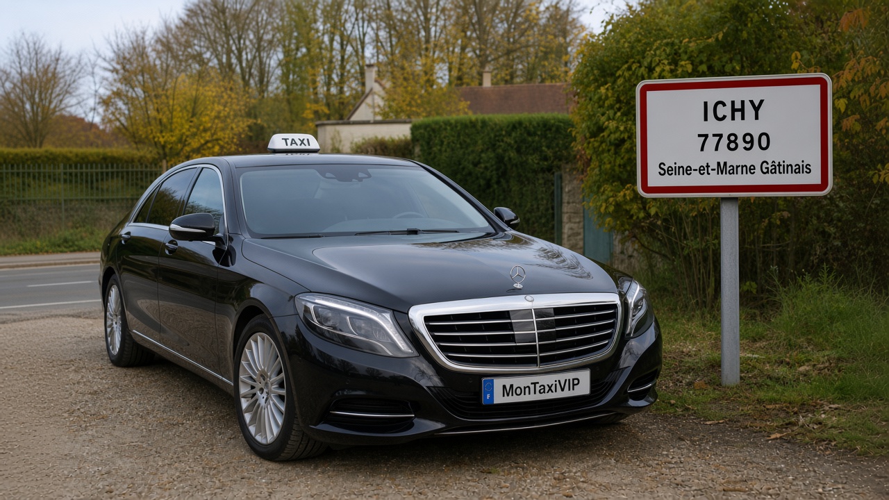 Taxi Ichy berline premium MonTaxiVIP panneau 77890