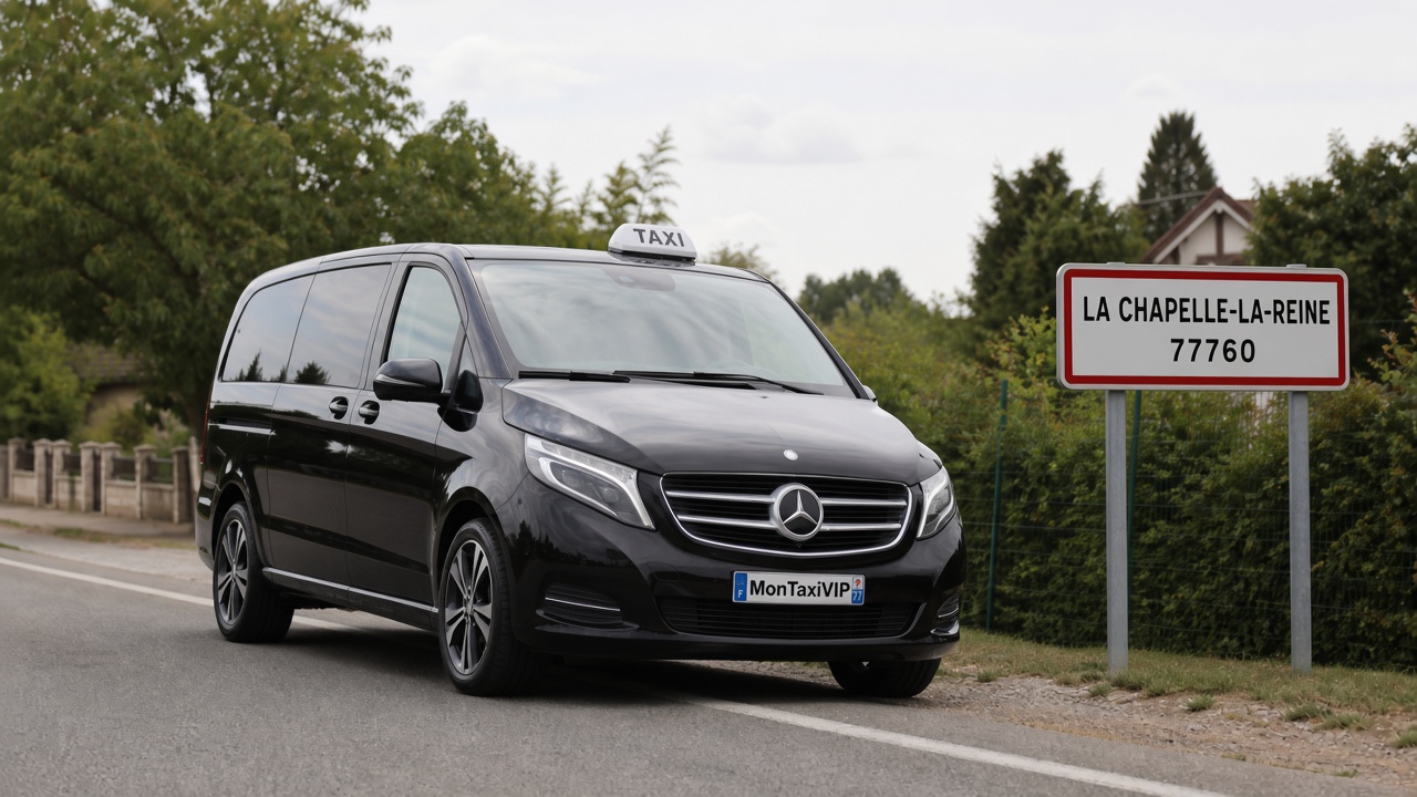 Taxi La Chapelle-la-Reine mini-van MonTaxiVIP panneau 77760