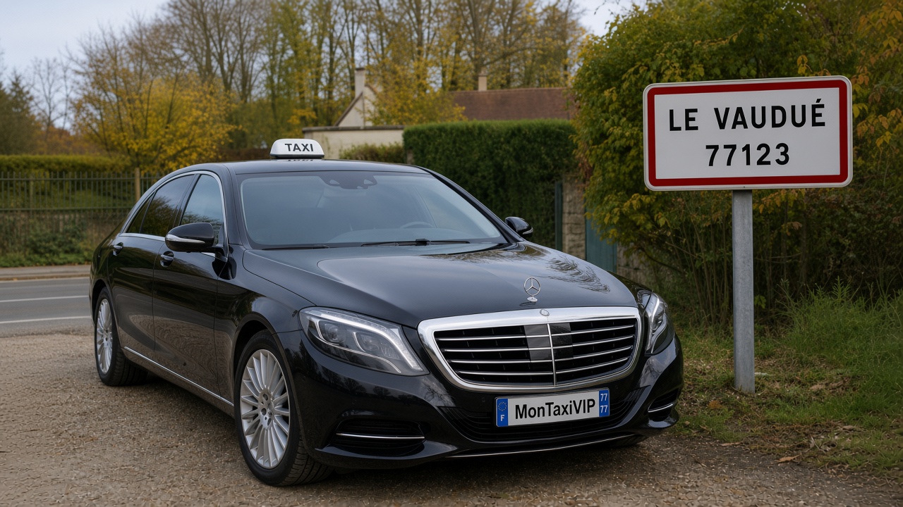 Taxi Le Vaudoué berline premium MonTaxiVIP panneau 77123