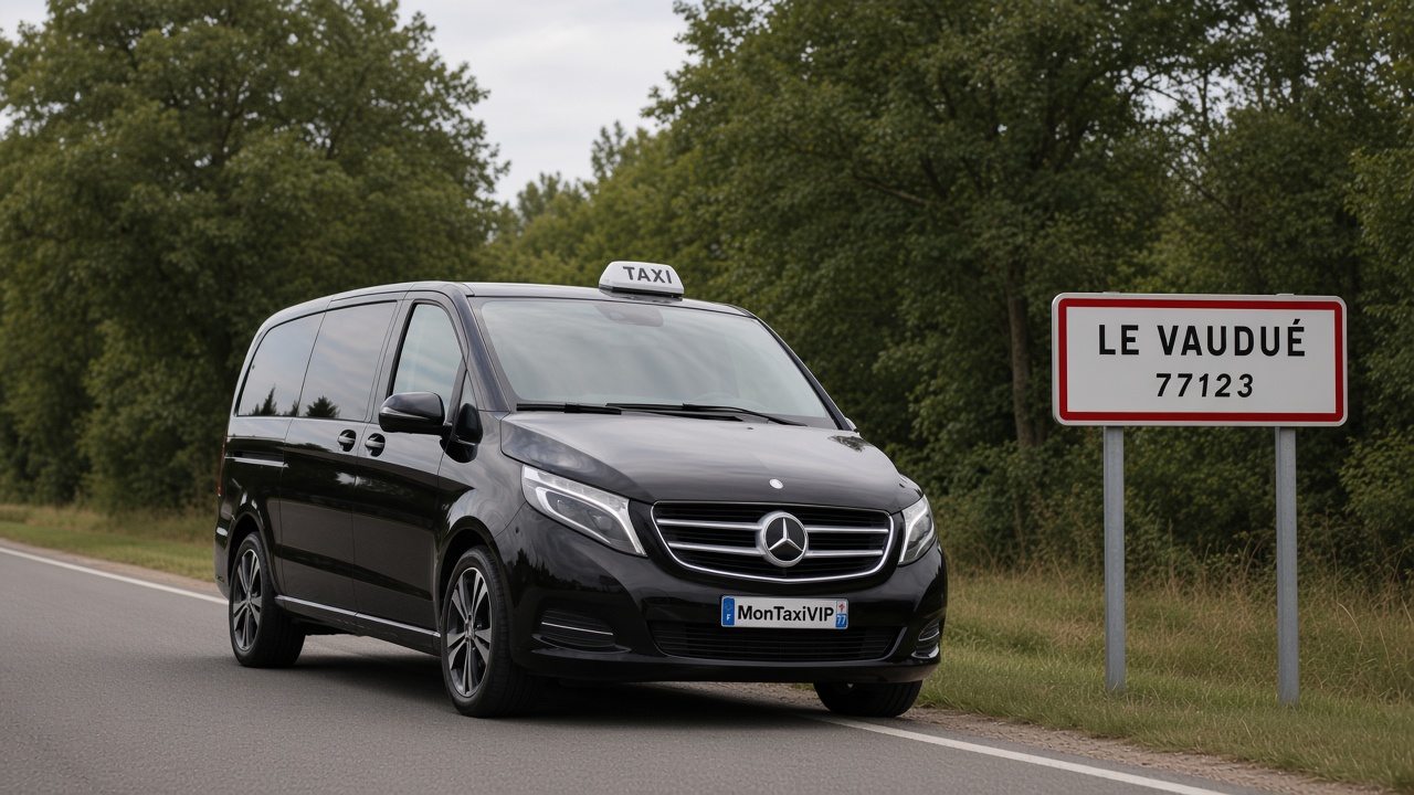 Taxi Le Vaudoué mini-van MonTaxiVIP panneau 77123