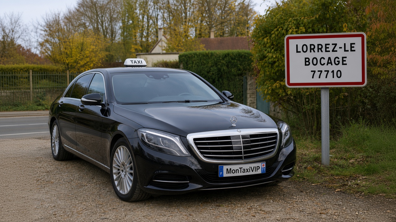 Taxi Lorrez-le-Bocage-Préaux berline premium MonTaxiVIP panneau 77710