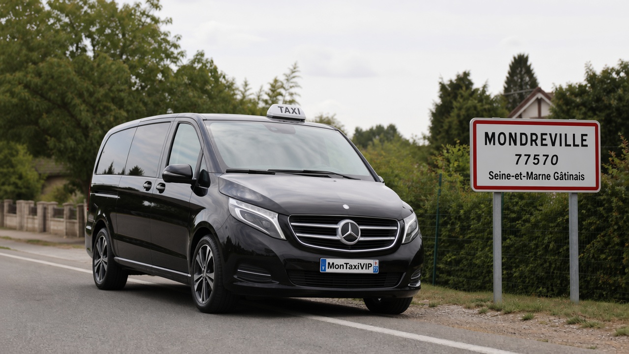 Taxi Mondreville mini-van MonTaxiVIP panneau 77570