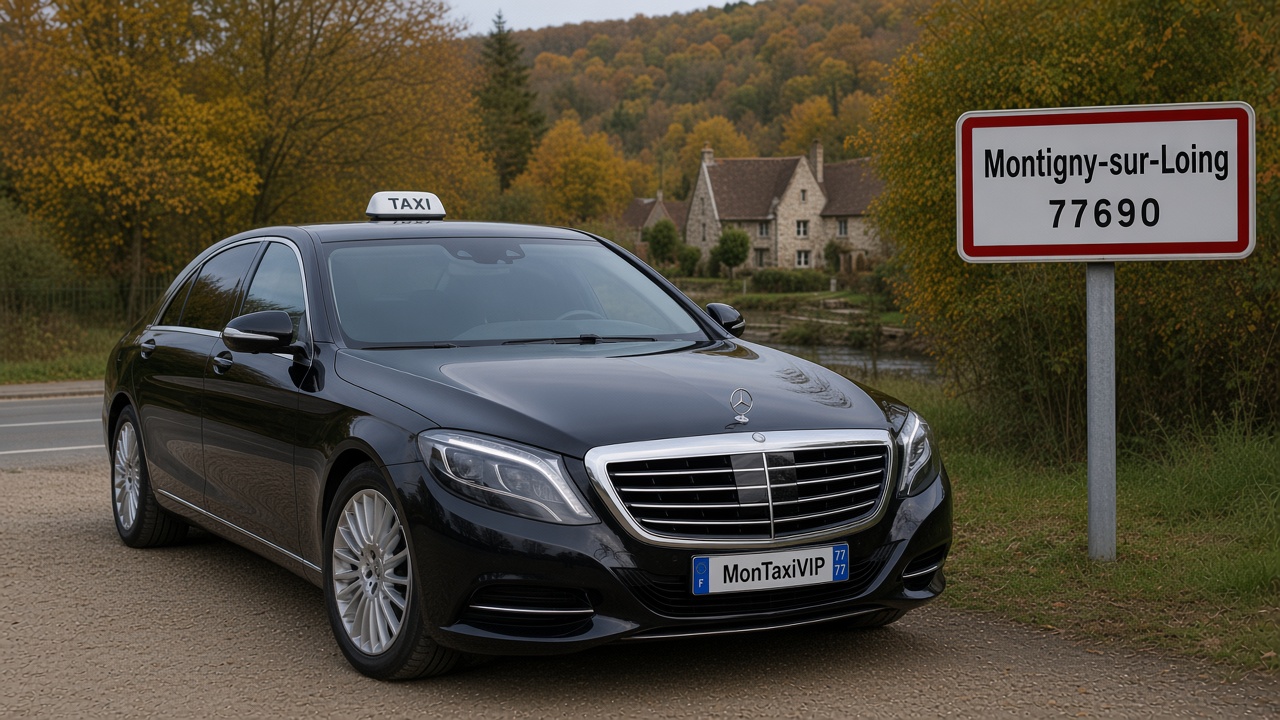 Taxi Montigny-sur-Loing berline premium MonTaxiVIP panneau 77690