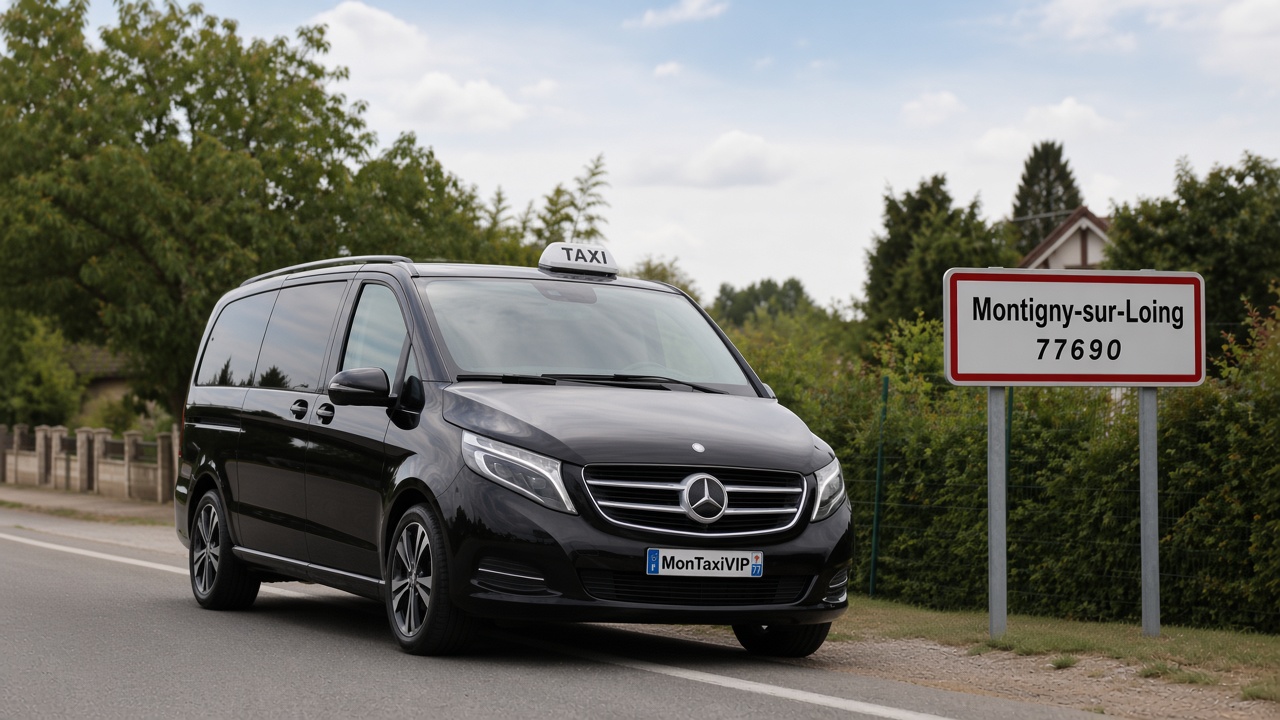 Taxi Montigny-sur-Loing mini-van MonTaxiVIP panneau 77690