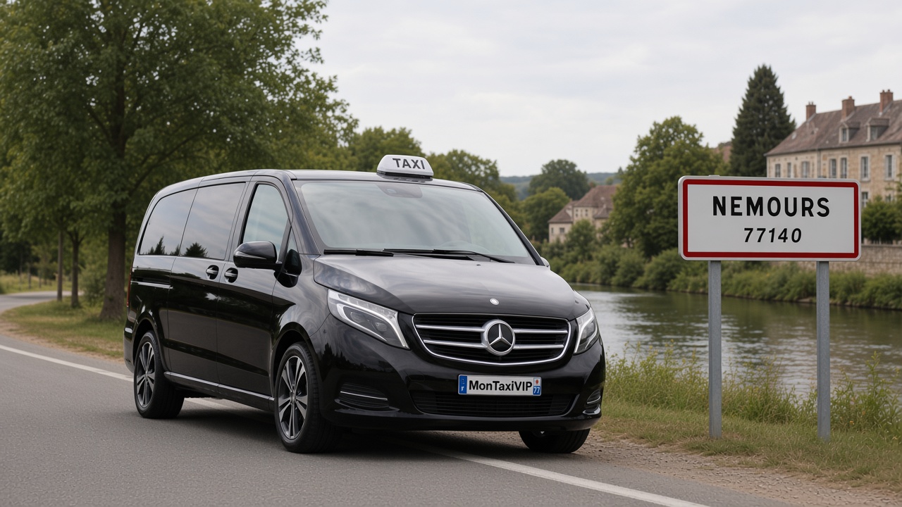 Taxi Nemours mini-van MonTaxiVIP panneau 77140
