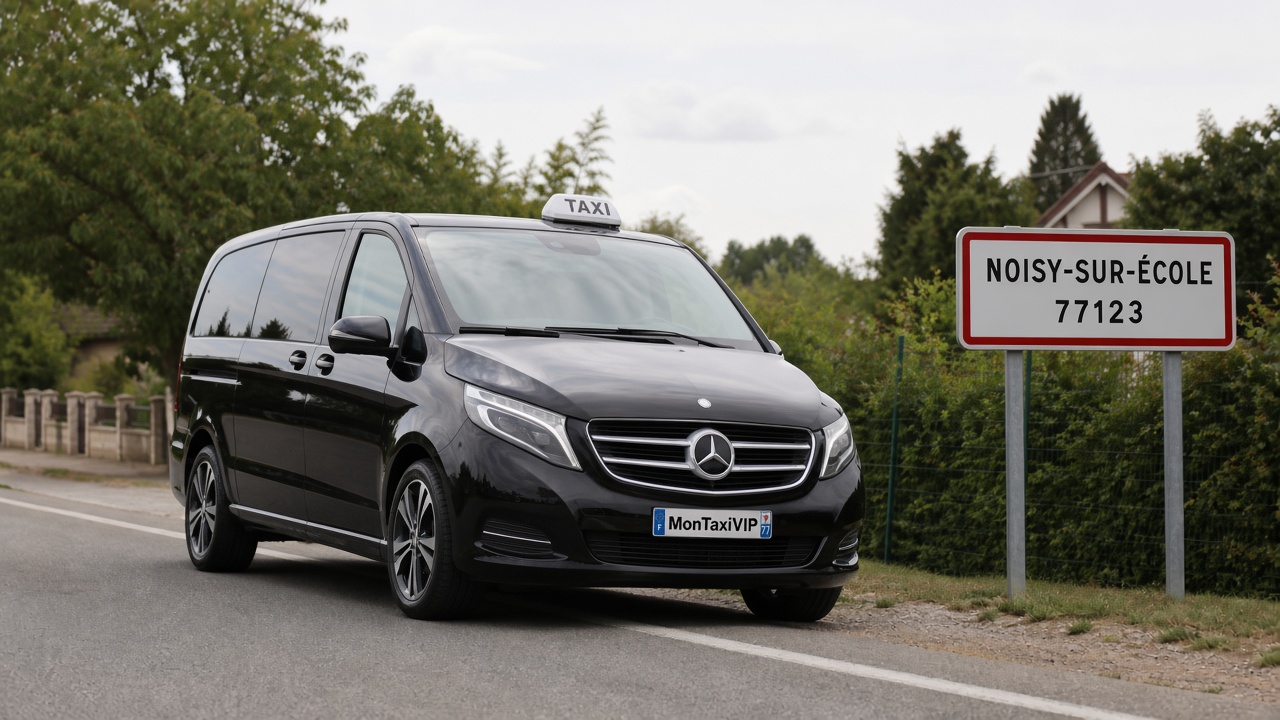Taxi Noisy-sur-École mini-van MonTaxiVIP panneau 77123