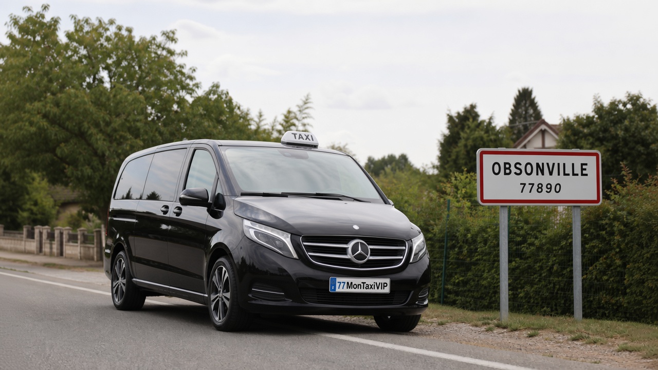 Taxi Obsonville mini-van MonTaxiVIP panneau 77890