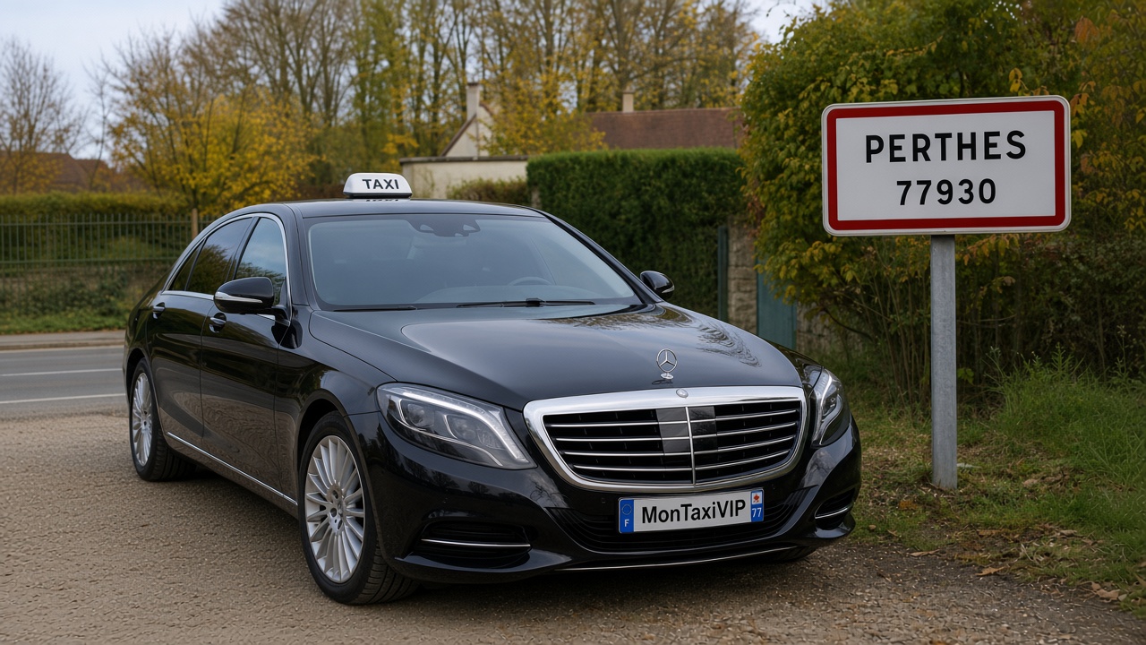 Taxi Perthes berline premium MonTaxiVIP panneau 77930