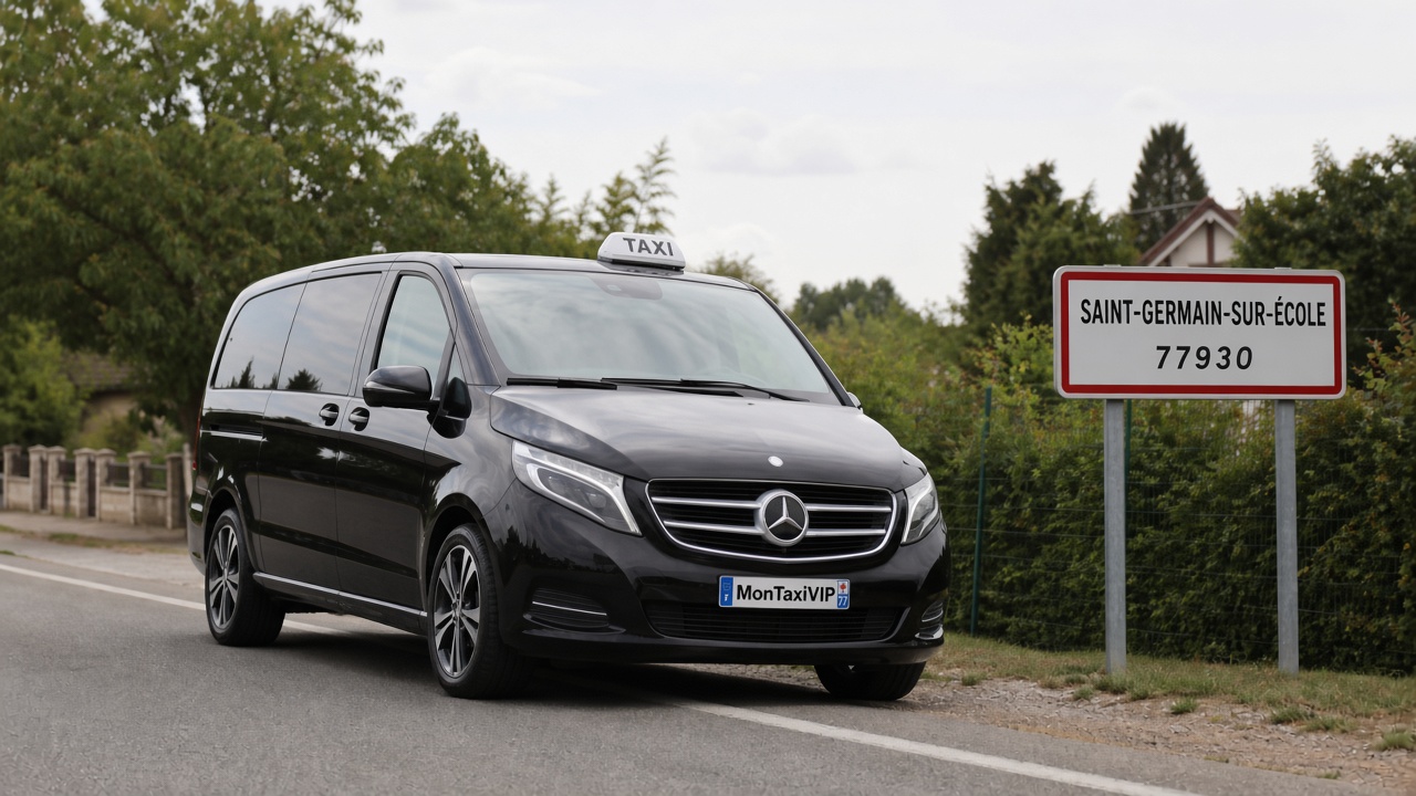 Taxi Saint-Germain-sur-École mini-van MonTaxiVIP panneau 77930