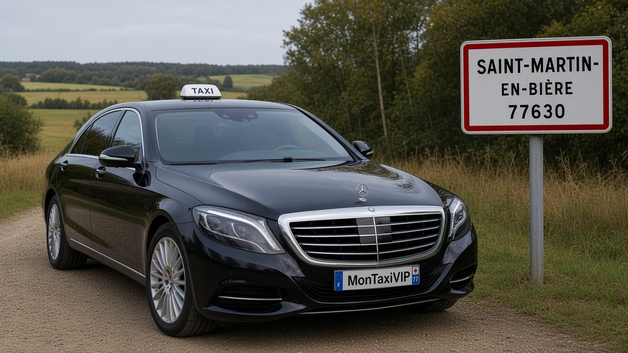 Taxi Saint-Martin-en-Bière berline premium MonTaxiVIP panneau 77630