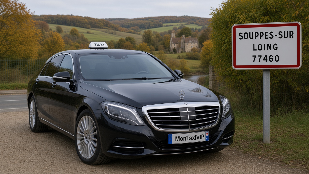 Taxi Souppes-sur-Loing berline premium MonTaxiVIP panneau 77460