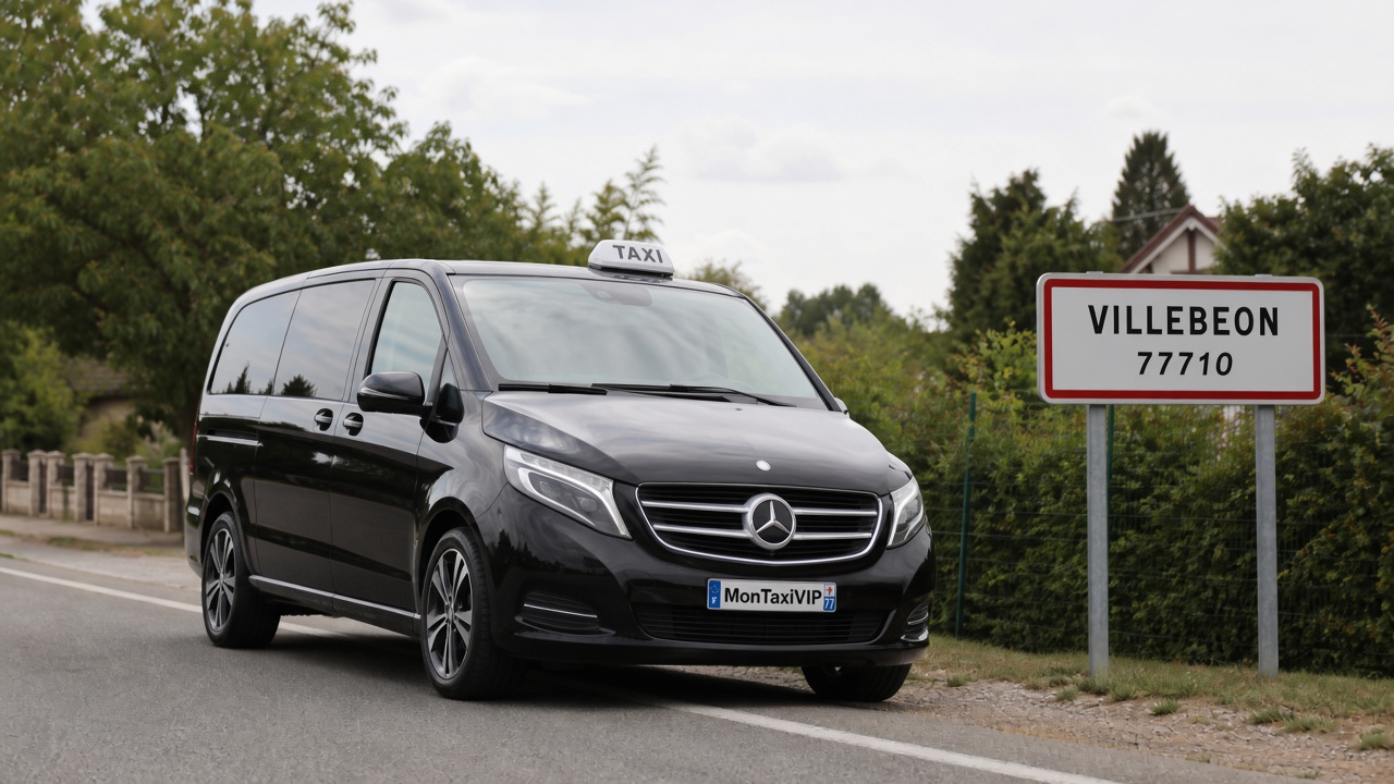 Taxi Villebéon mini-van MonTaxiVIP panneau 77710
