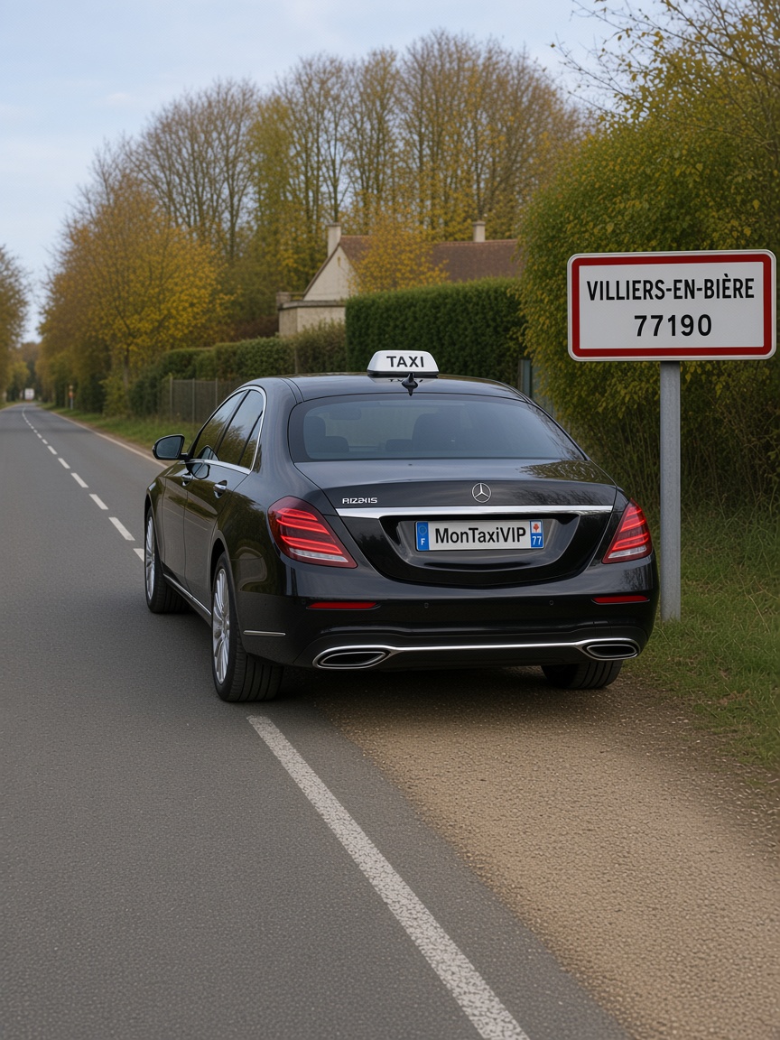Taxi Villiers-en-Bière berline premium MonTaxiVIP panneau 77190